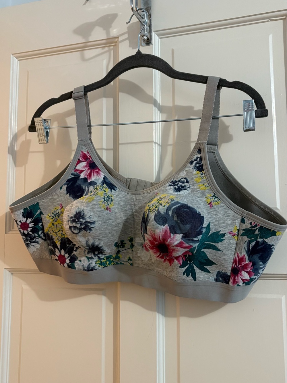 Lane Bryant Cacique Gray Floral Cotton UL NW Scoop Bra 44B